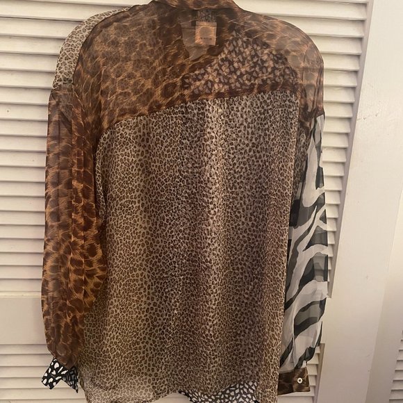 Sheer Animal Patchwork Blouse - Picture 4 of 5